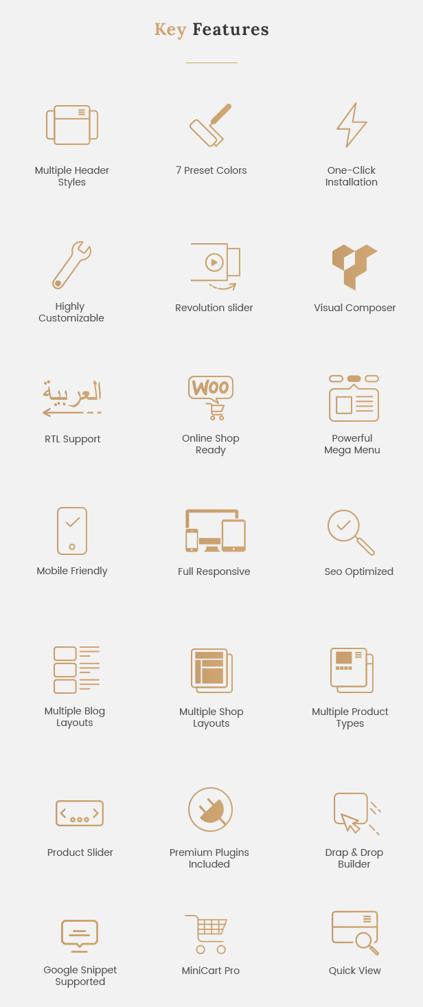 Funktionen - Reaktionsschnelles WordPress-Theme für WooCommerce