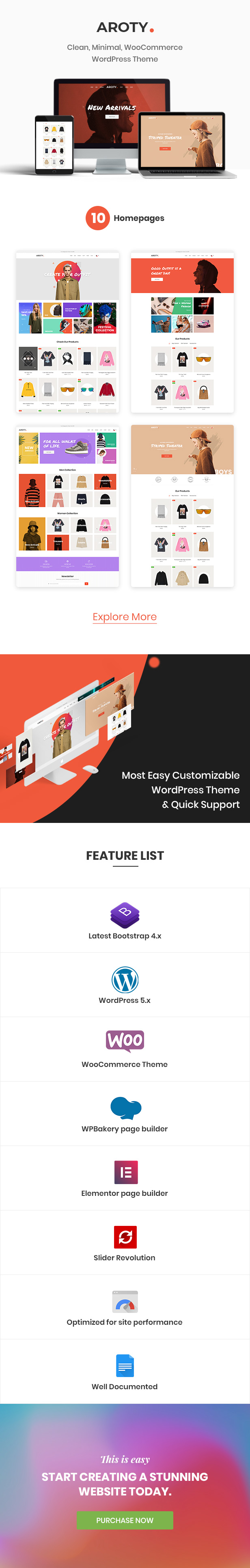 Aroty - Sauberes, minimalistisches WordPress WooCommerce Theme - 1