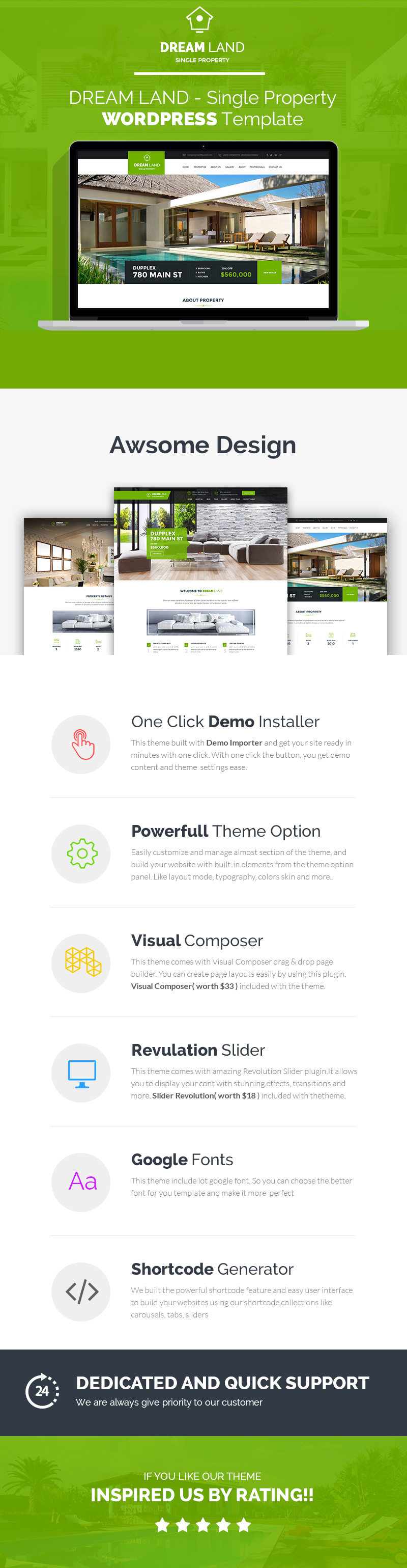 DREAM LAND - Single Property Immobilien WordPress Theme - 1
