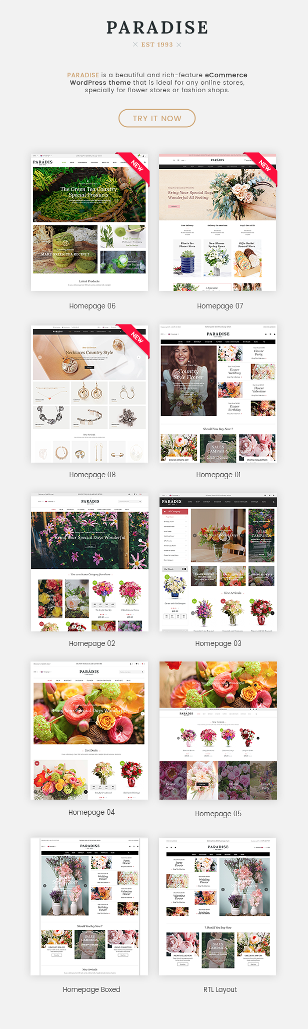 Responsives WordPress-Theme für WooCommerce - 8 Homepages