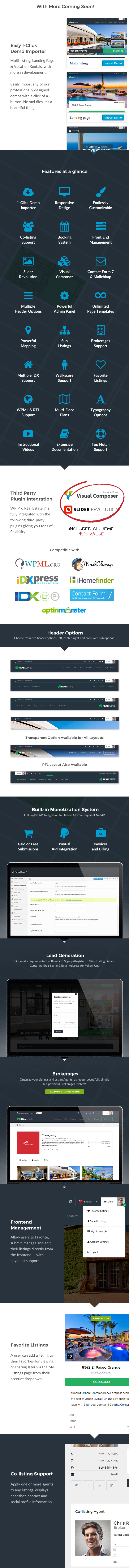 WP Pro Real Estate 7 Responsive WordPress Theme-Funktionen