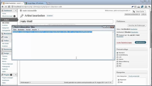Die besten WordPress Plugins – Tutorial wpMAPS german/deutsch