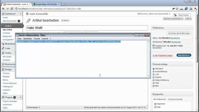 Die besten WordPress Plugins – Tutorial wpMAPS german/deutsch