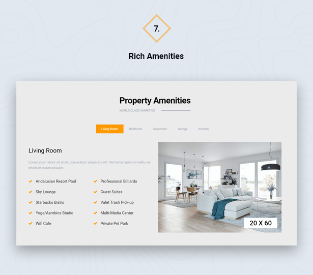 Immobilien Annehmlichkeiten in HouseSang Single Property WordPress Theme