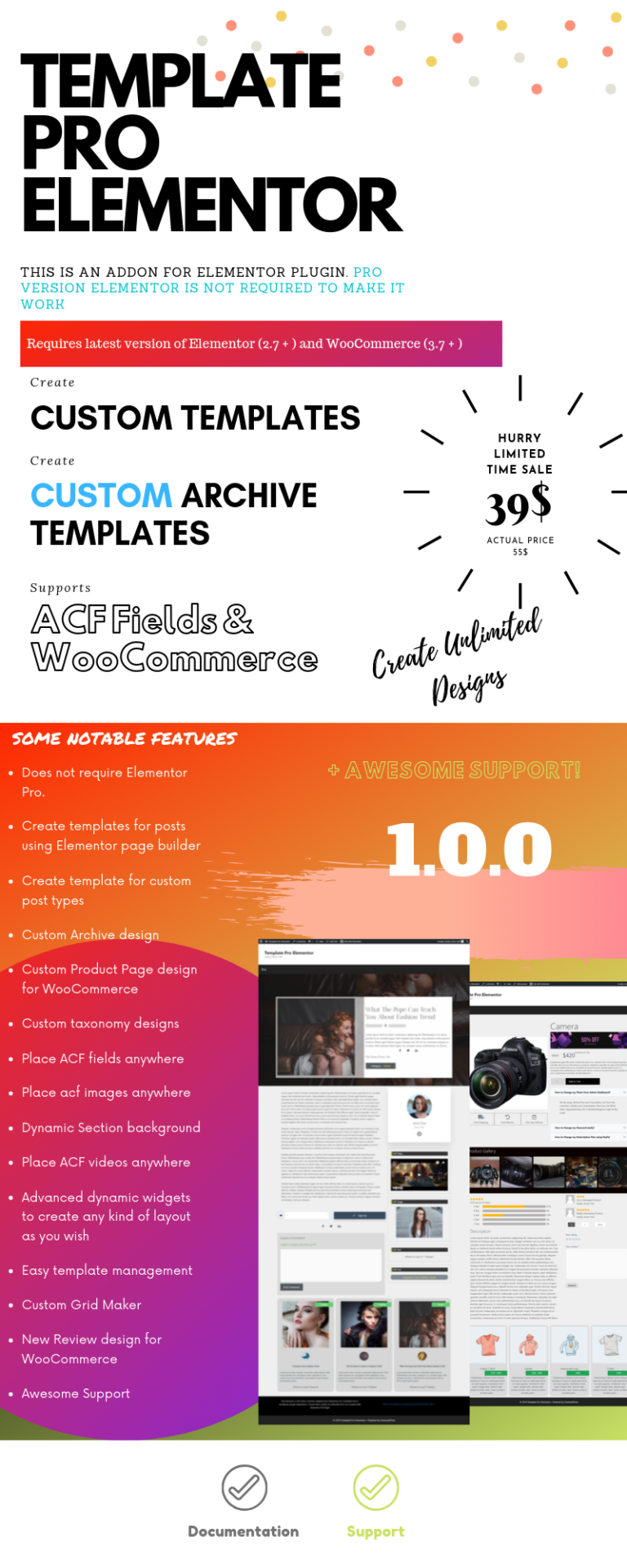 Template Builder Elementor – WooCommerce, ACF