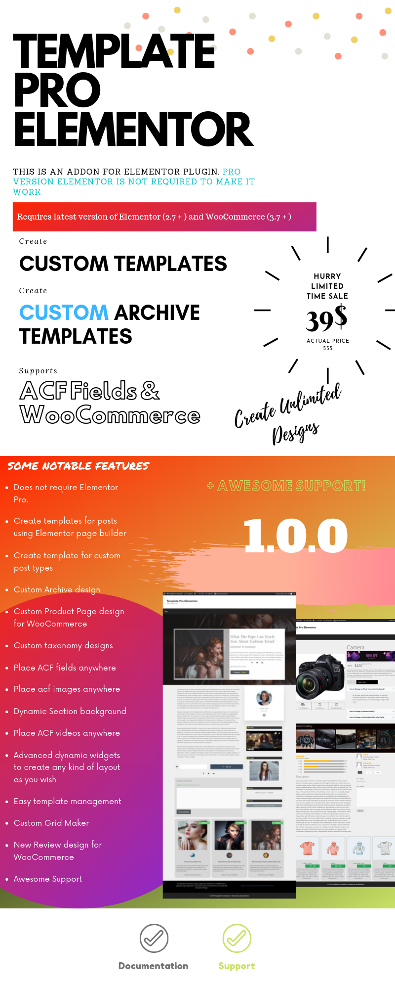 Template Builder Elementor - WooCommerce, ACF - 1