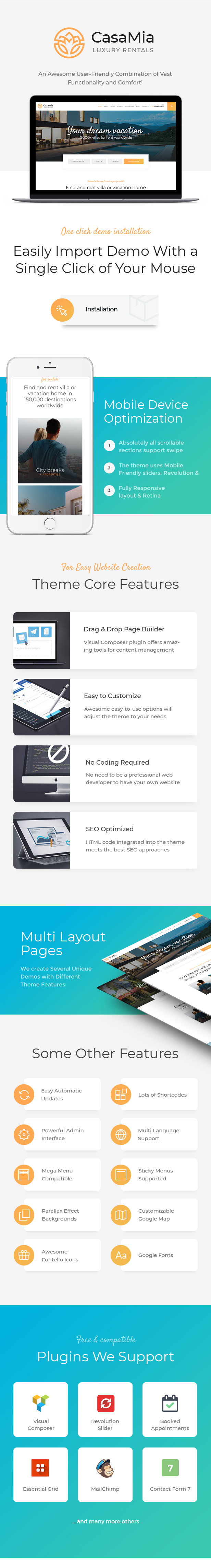 Immobilienvermietung WordPress Theme Immobilien-Features
