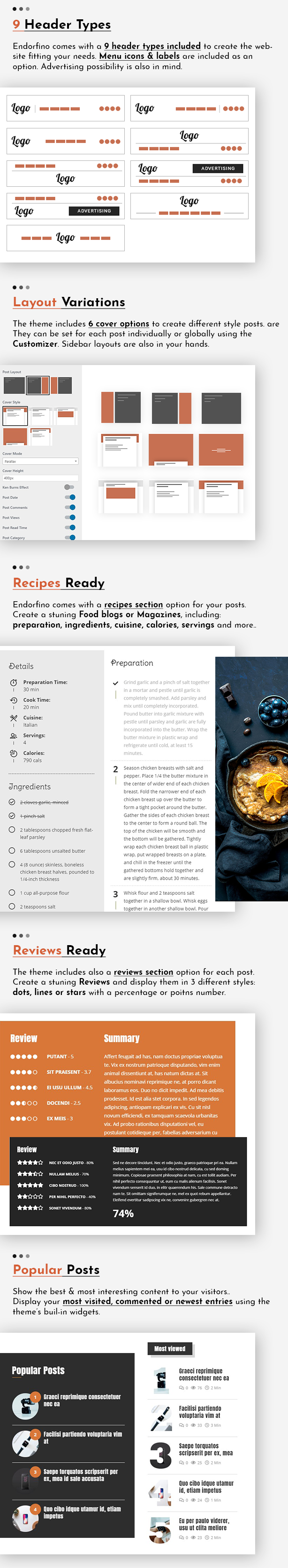 Endorfino WordPress Theme - Anpassungen