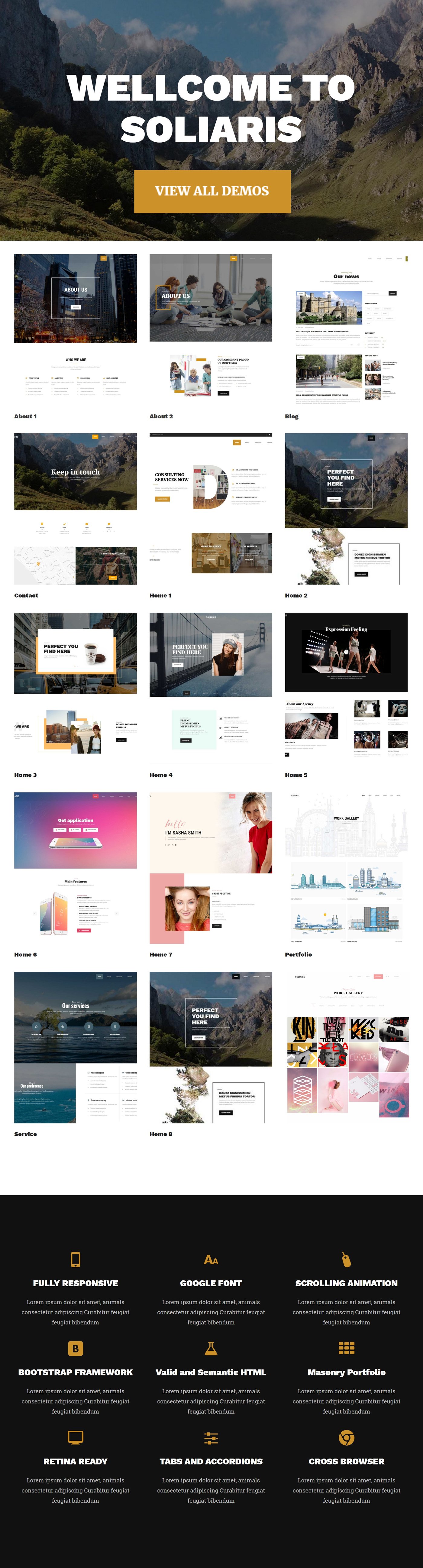 Soliaris Mehrzweck Bootstrap WordPress Landing Page Theme