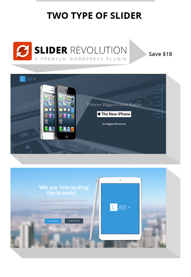 umfangreiche Feature-Liste für Cube Slideshow WordPress