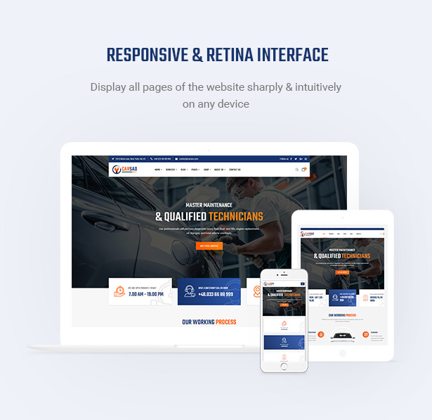 Retina Ready & Mobile Optimization - Carsao - Auto-Service und Auto-Mechaniker WordPress Theme