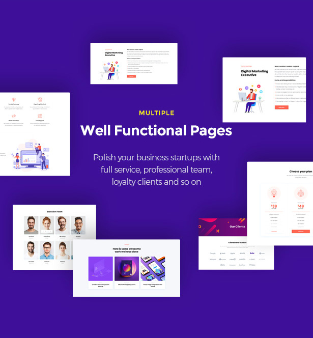 Mehrere Funktionsseiten Start oder Startup Business WordPress Theme