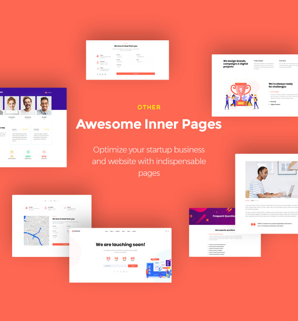 Fantastisches Inner Pages Startor Startup Business WordPress Theme
