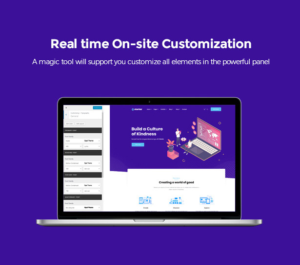 Echtzeit WP Customizer Start oder Startup Business WordPress Theme