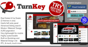 Schlüsselfertiges WordPress-Template für reaktionsschnelles Materialdesign für Immobilien und Autohäuser