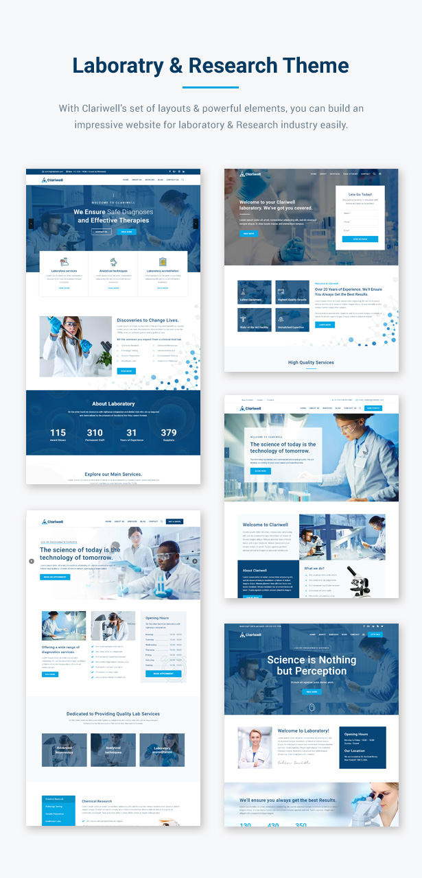 Clariwell - Medizinisches Labor & Forschung WordPress Theme - 2