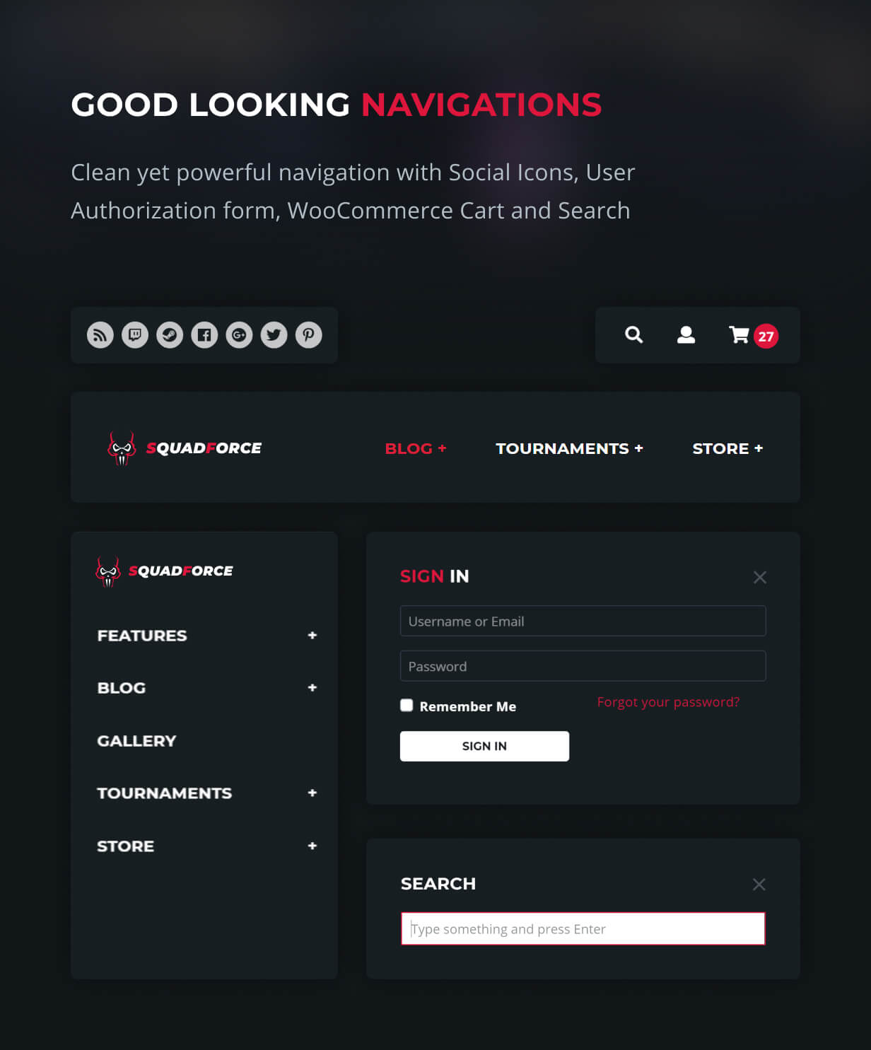 Gut aussehende Navigation