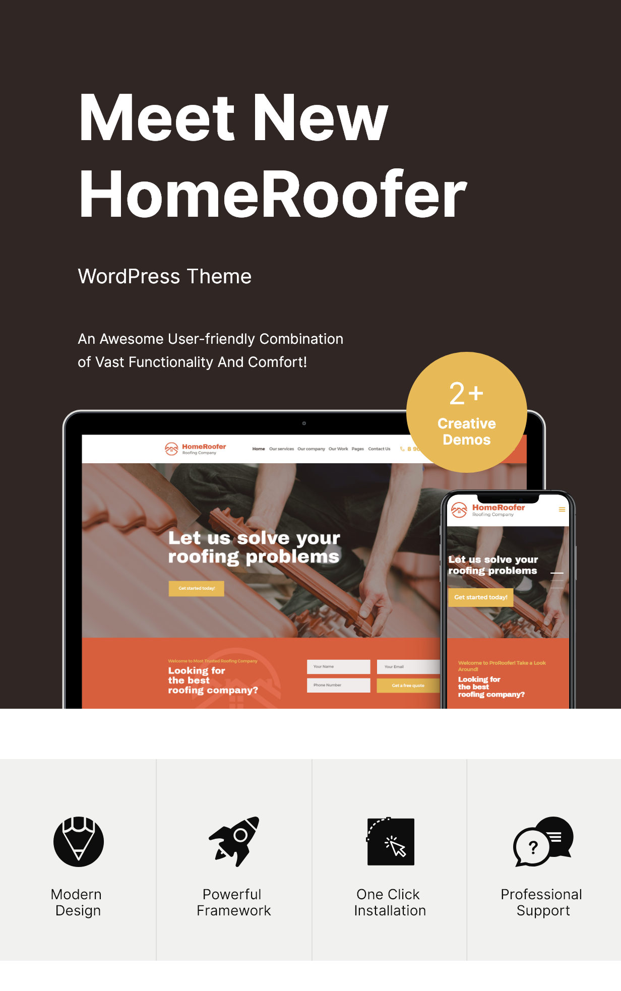 Dachdecker Dienstleistungen & Konstruktion WordPress Theme Features