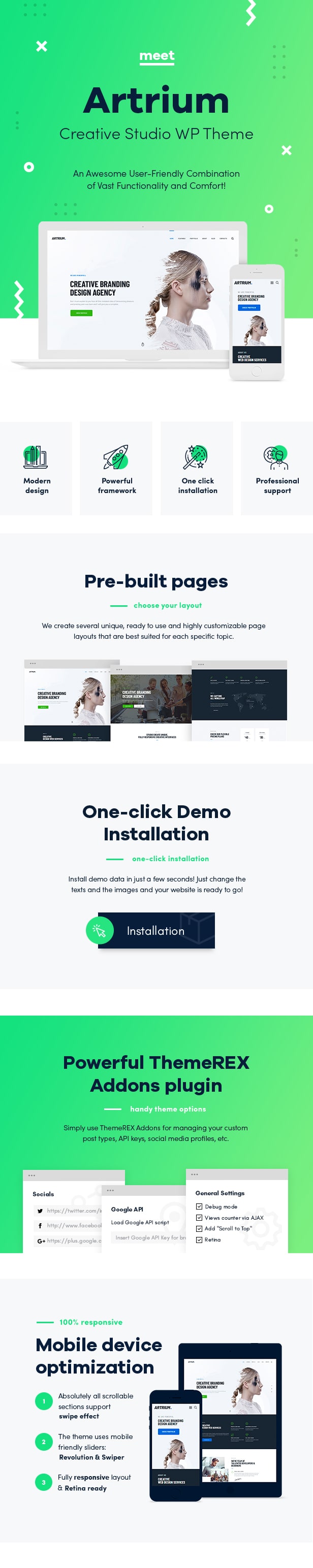 Creative Agency & Web Studio WordPress Theme-Funktionen