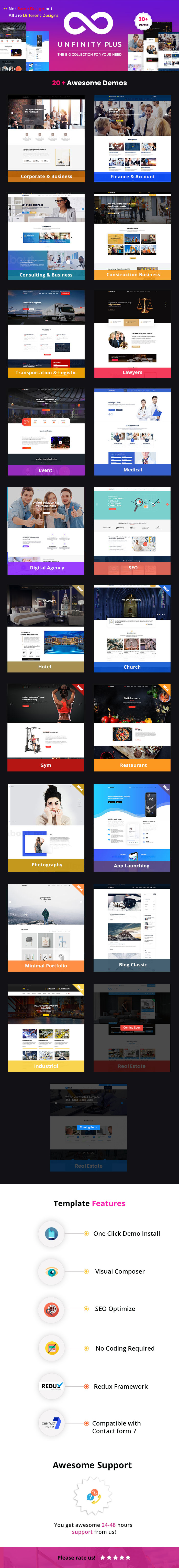 Unfinity Plus - Einseitiges Mehrzweck-WordPress-Theme