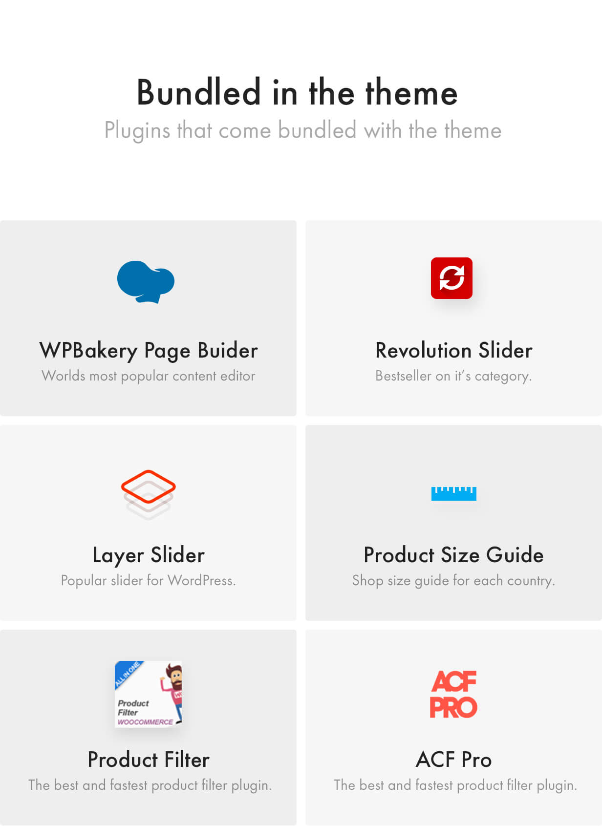 Premium-Plugins enthalten, WPBakery Page Builder, Revolution Slider, Ebenen-Slider, Avada, Erweiterte benutzerdefinierte Felder PRO, Produktgrößen-Guide, WooCommerce-Größen-Guide