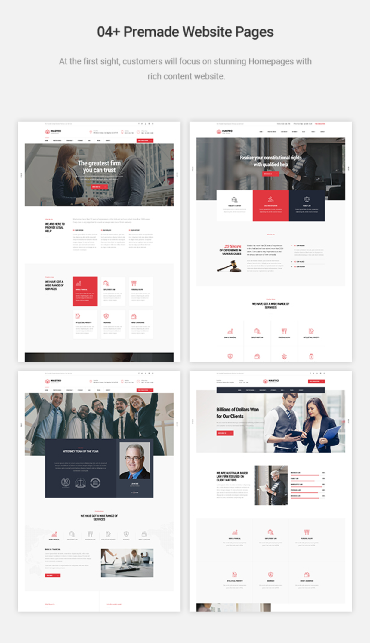 Atemberaubende Homepages für Lawyer Mastor - WordPress Theme für Anwälte, Kanzleien und Rechtsanwälte