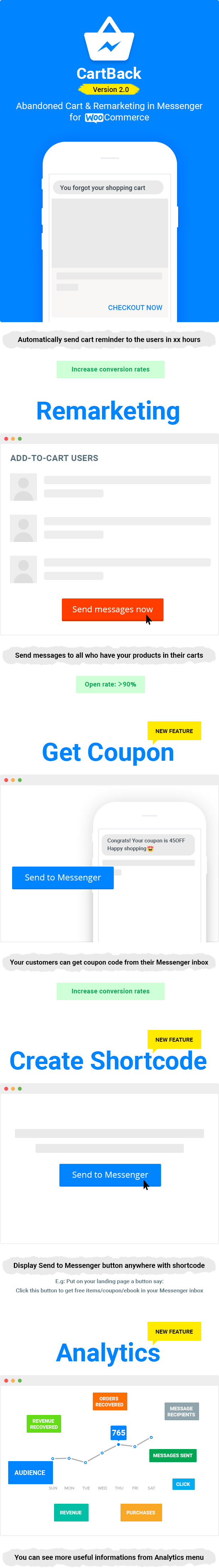 CartBack - WooCommerce Abandoned Cart & Remarketing im Facebook Messenger - 1