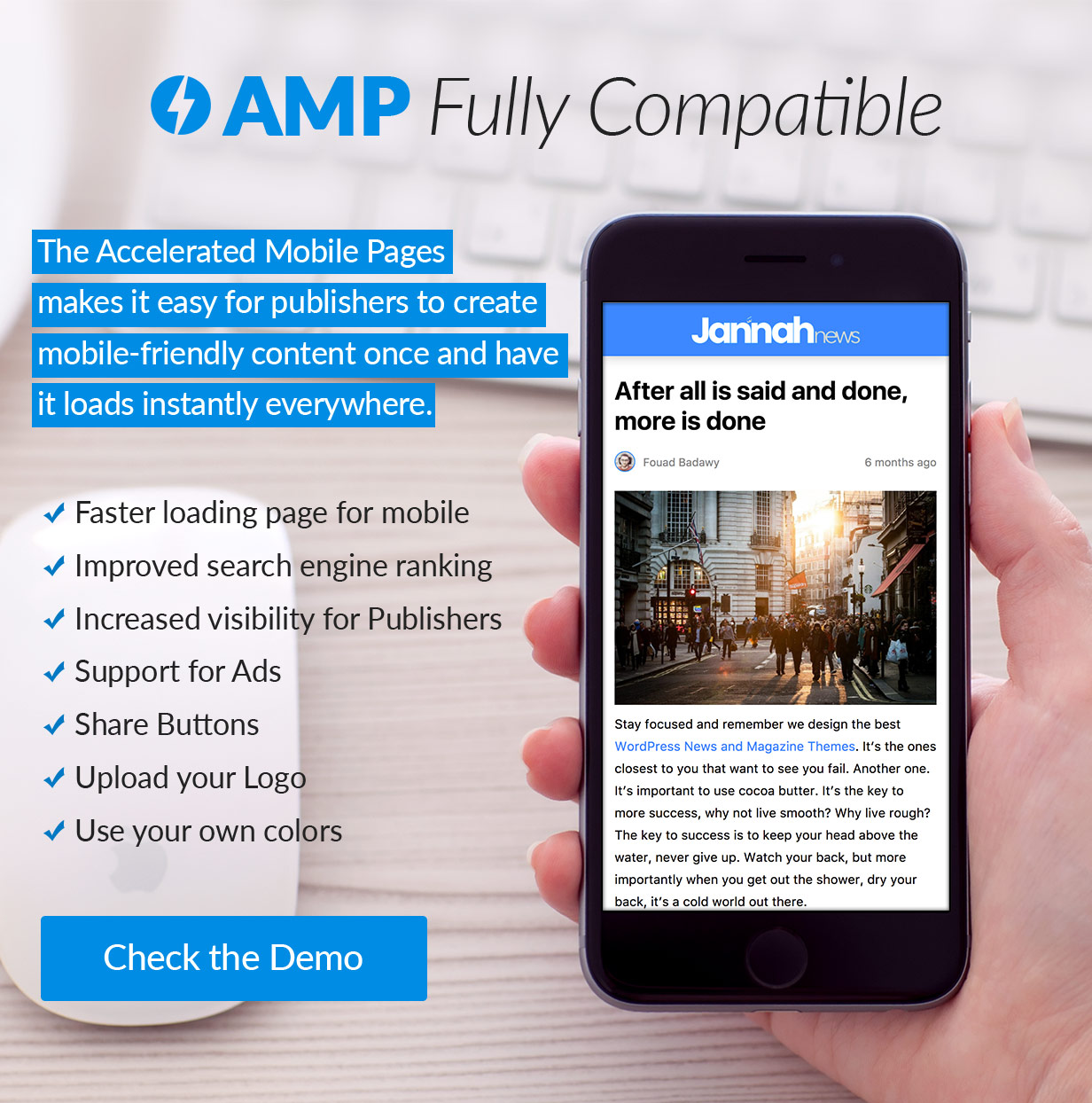 Voll kompatibel mit dem Accelerated Mobile Pages (AMP) -Projekt