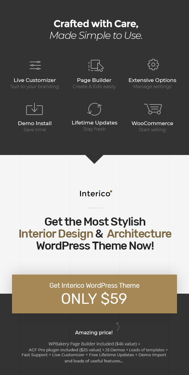 Holen Sie sich Interico - Stilvolle Innenarchitektur, Architektur & Möbel WordPress Theme