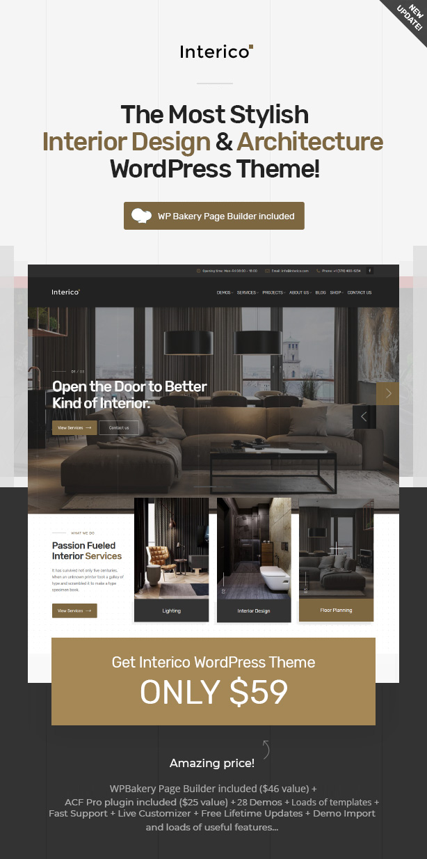Interico - Stilvolle Innenarchitektur, Architektur & Möbel WordPress Theme