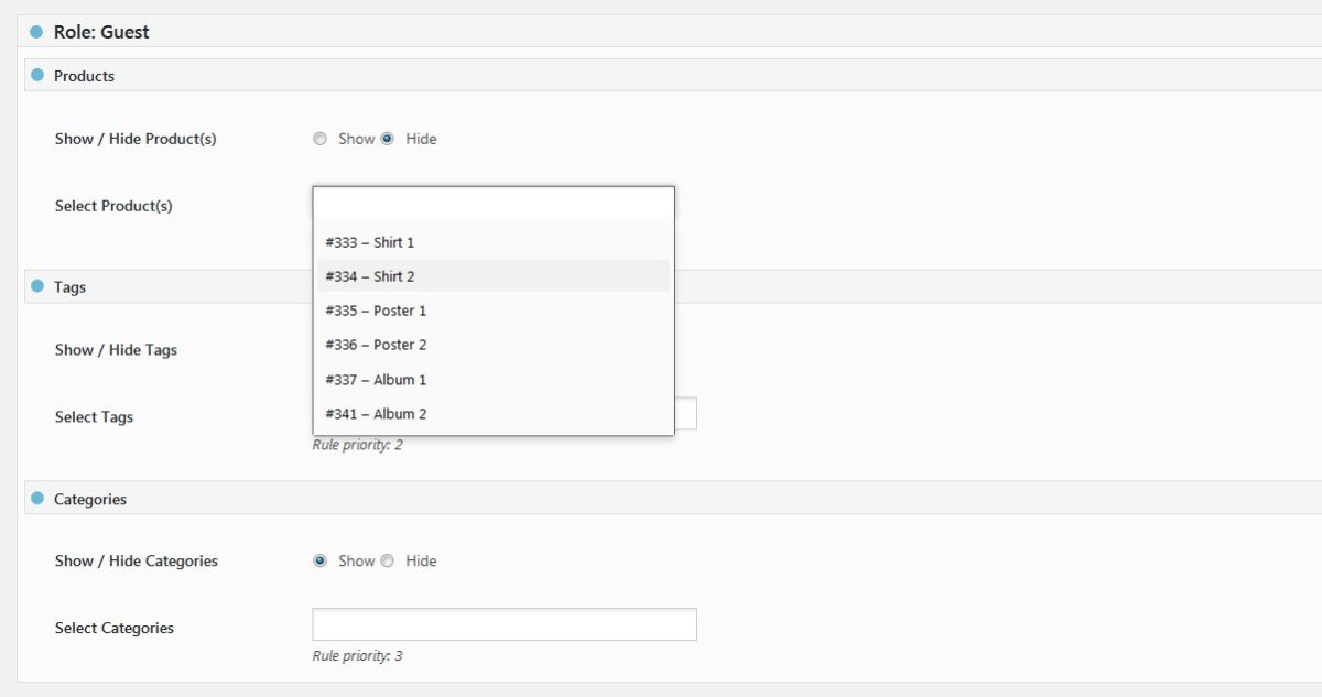 Sichtbarkeit von WooCommerce-Produkten | Produkte, Kategorien, Tags, Taxonomien und Preise nach Benutzerrolle ausblenden - 7