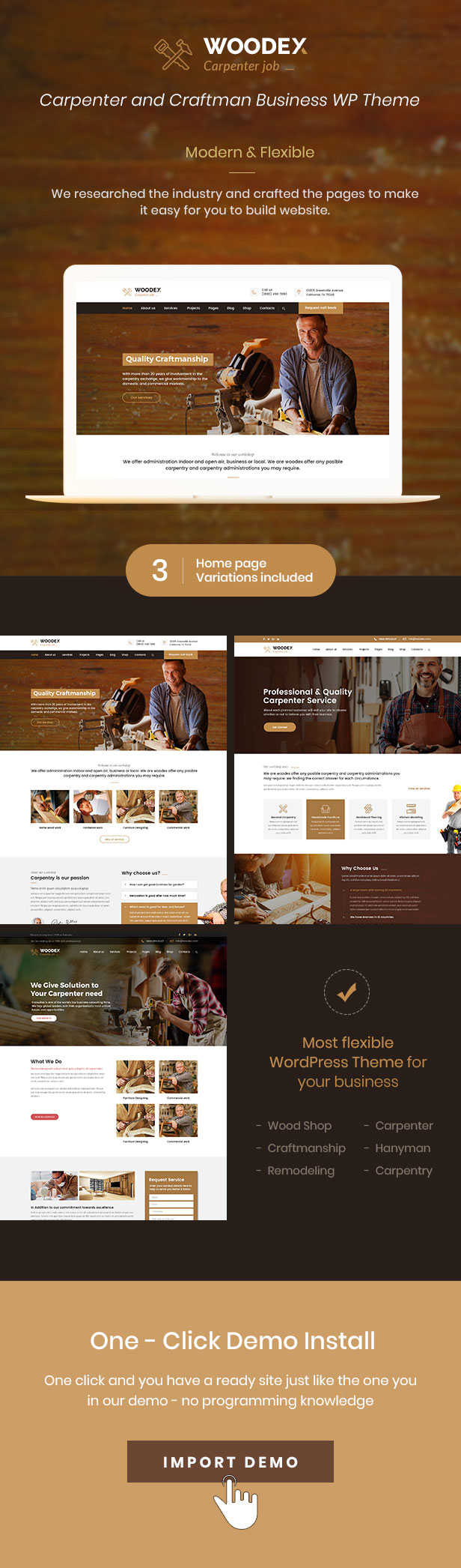 Woodex - Schreiner und Handwerker Business WordPress Theme - 1