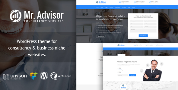 Wordpress Corporate Template Mr Advisor - Finance and Consultancy WordPress Theme