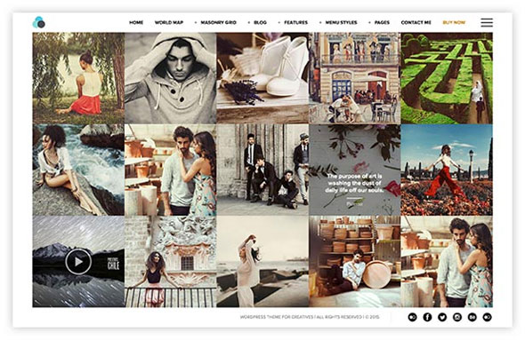Wordpress-Theme für Fotografen mit umrandeten Inhalten