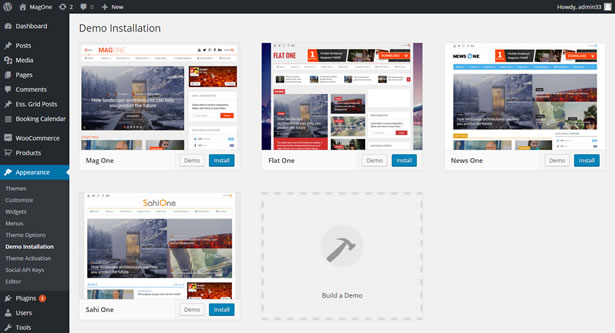 1-Klicken Sie auf Installation News WordPress Theme