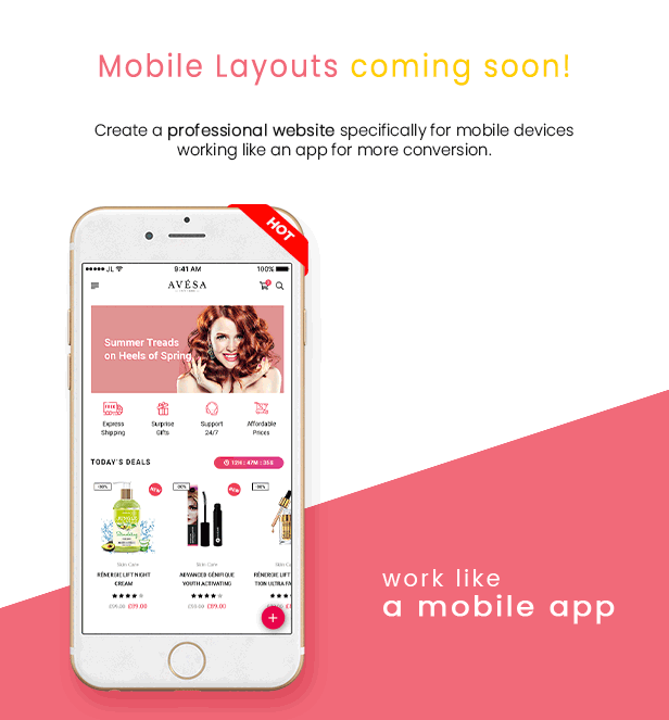 Avesa - Beauty Store WooCommerce WordPress Theme - Mobiles Layout