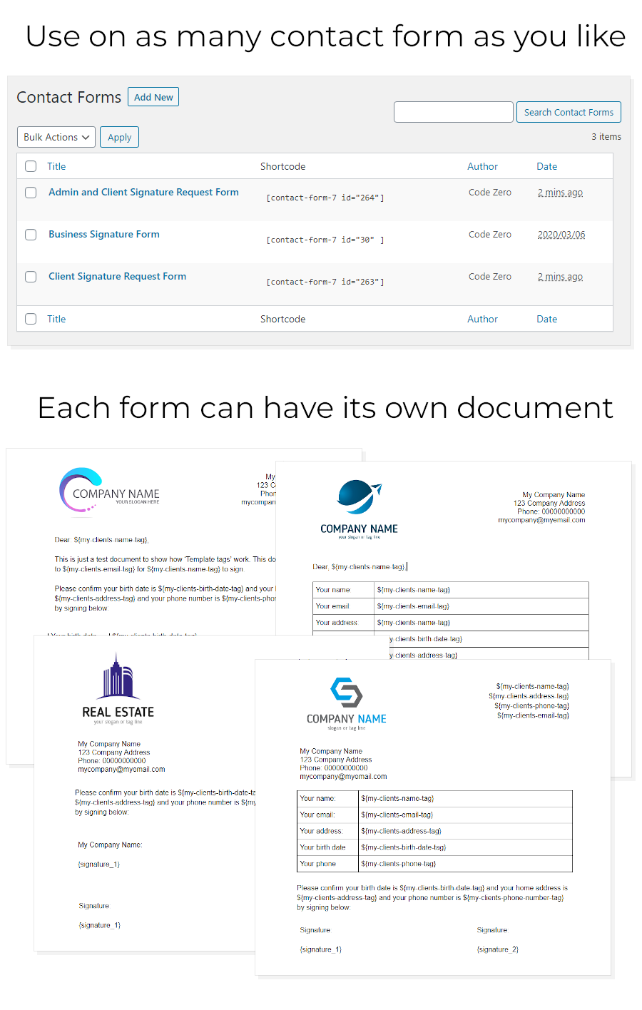 Kontaktformular 7 Docusign Envelope Creator für WordPress - 3