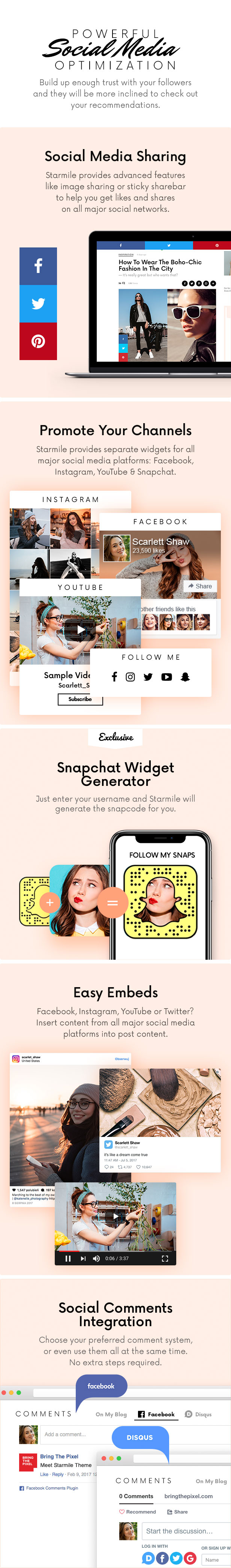 Starmile Blog-Monetarisierung WordPress-Theme - Social Media-Optimierung
