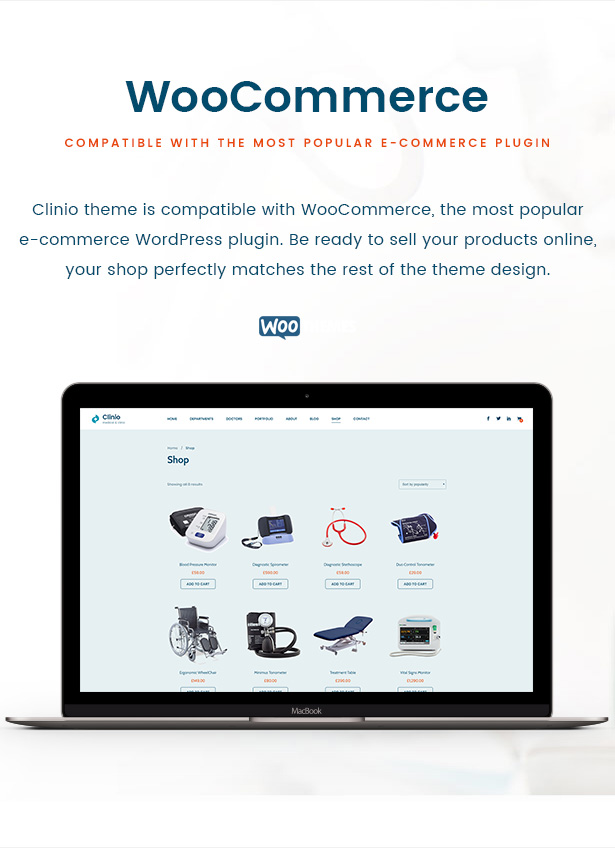 Clinio - WooCommerce-Support für medizinische und zahnmedizinische WordPress-Themen