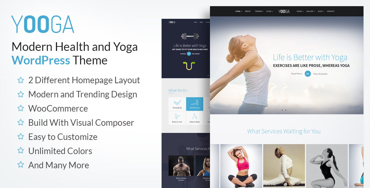 Yooga- Yoga, Fitness & Fitnessstudio WordPress Theme