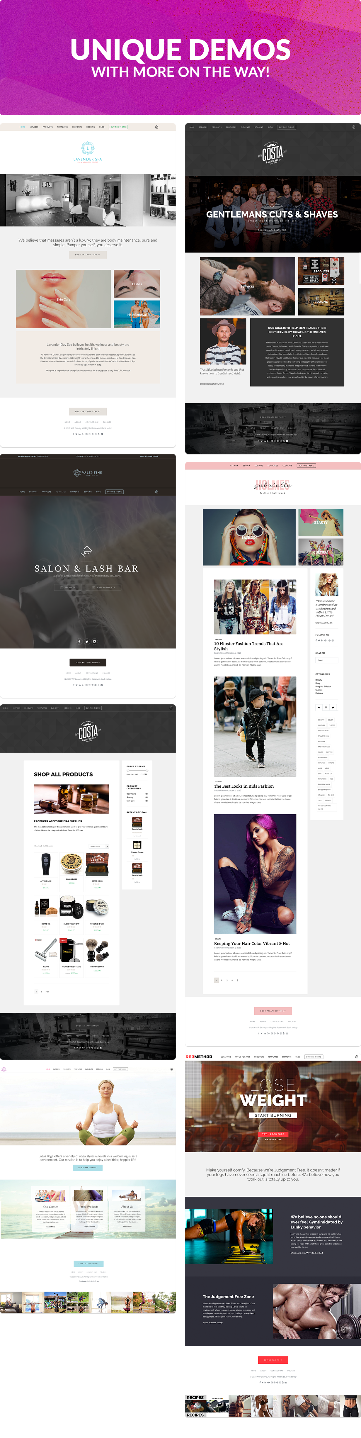 Day Spa WordPress-Theme, Barber Shop WordPress-Theme, Salon WordPress-Theme, Fashion Blog WordPress-Theme, Yoga WordPress-Theme, Gym WordPress-Theme