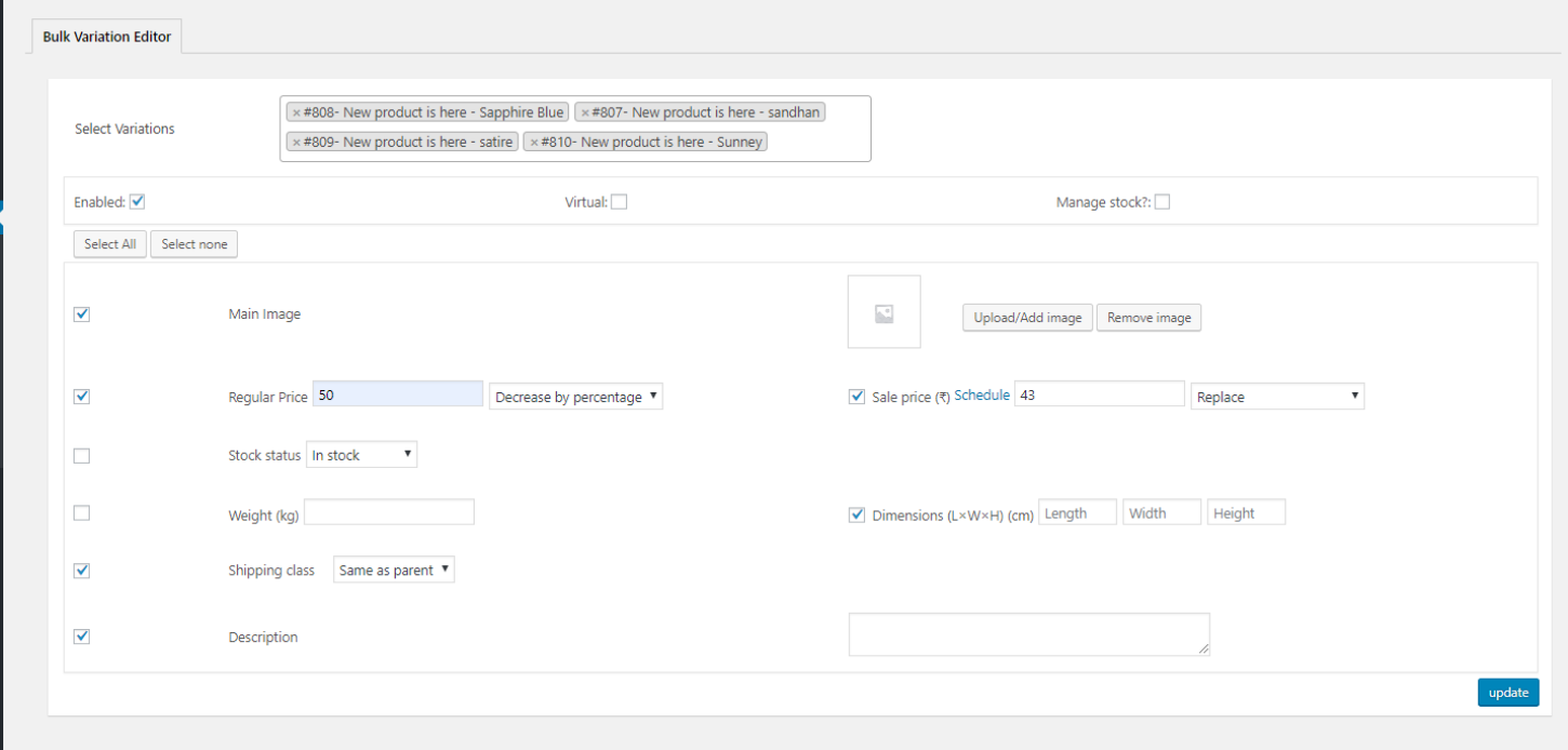 WooCommerce Bulk Variation Editor
