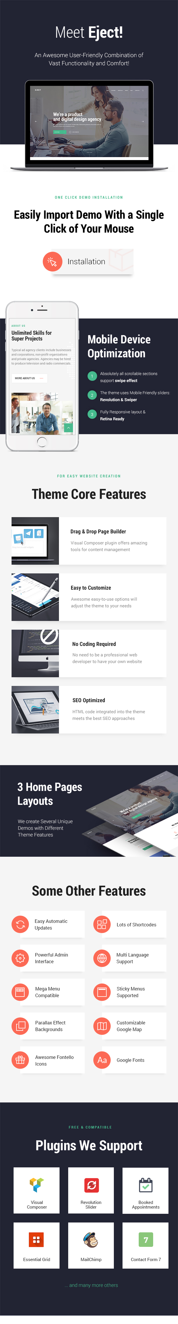 Funktionen des WordPress-Themes von Web Studio & Creative Agency 
