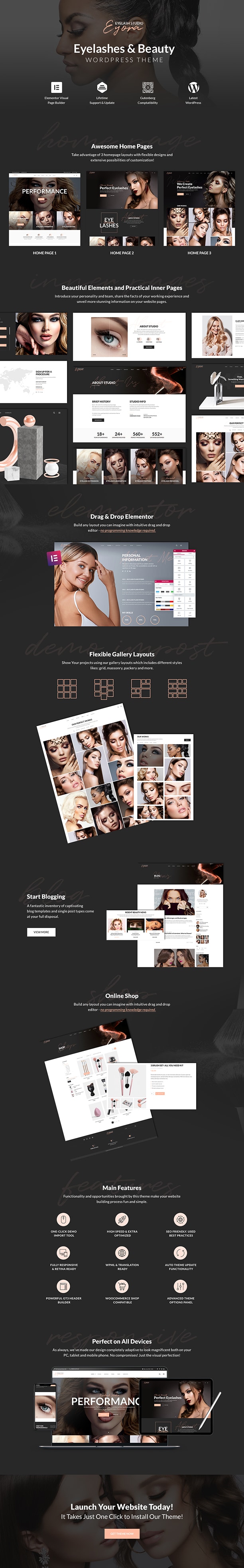 Eyora - Wimpernverlängerung & Lash Lift WordPress Theme - 1