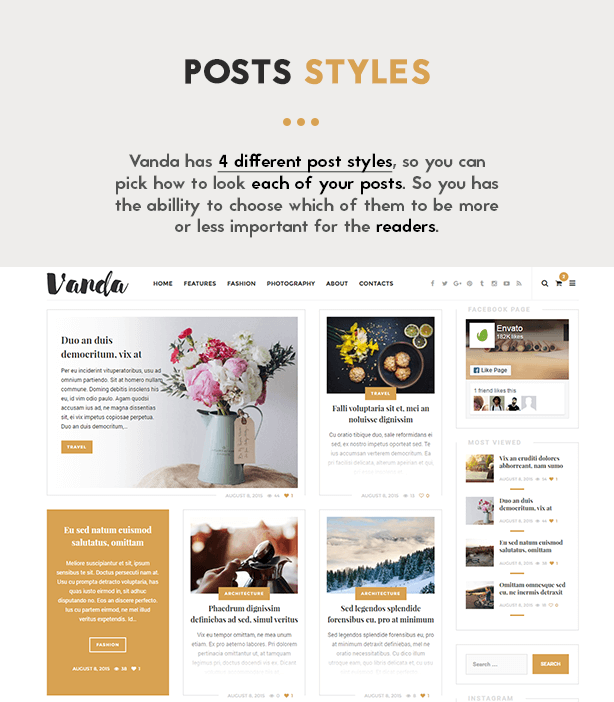 Vanda Blog Theme - Post Styles