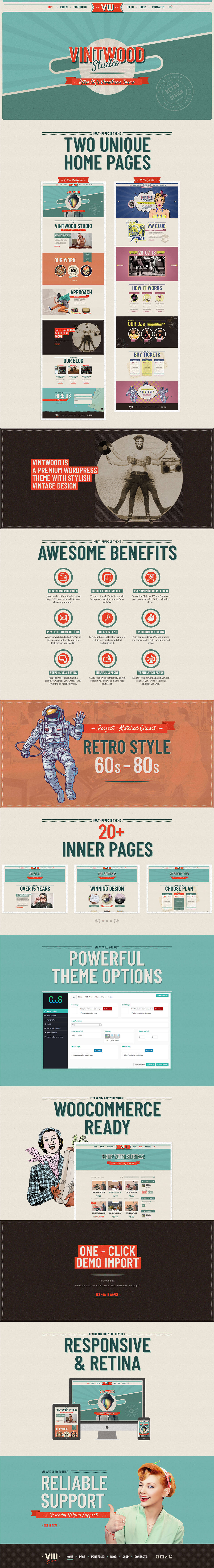 VintWood - ein Vintage, Retro WordPress Theme