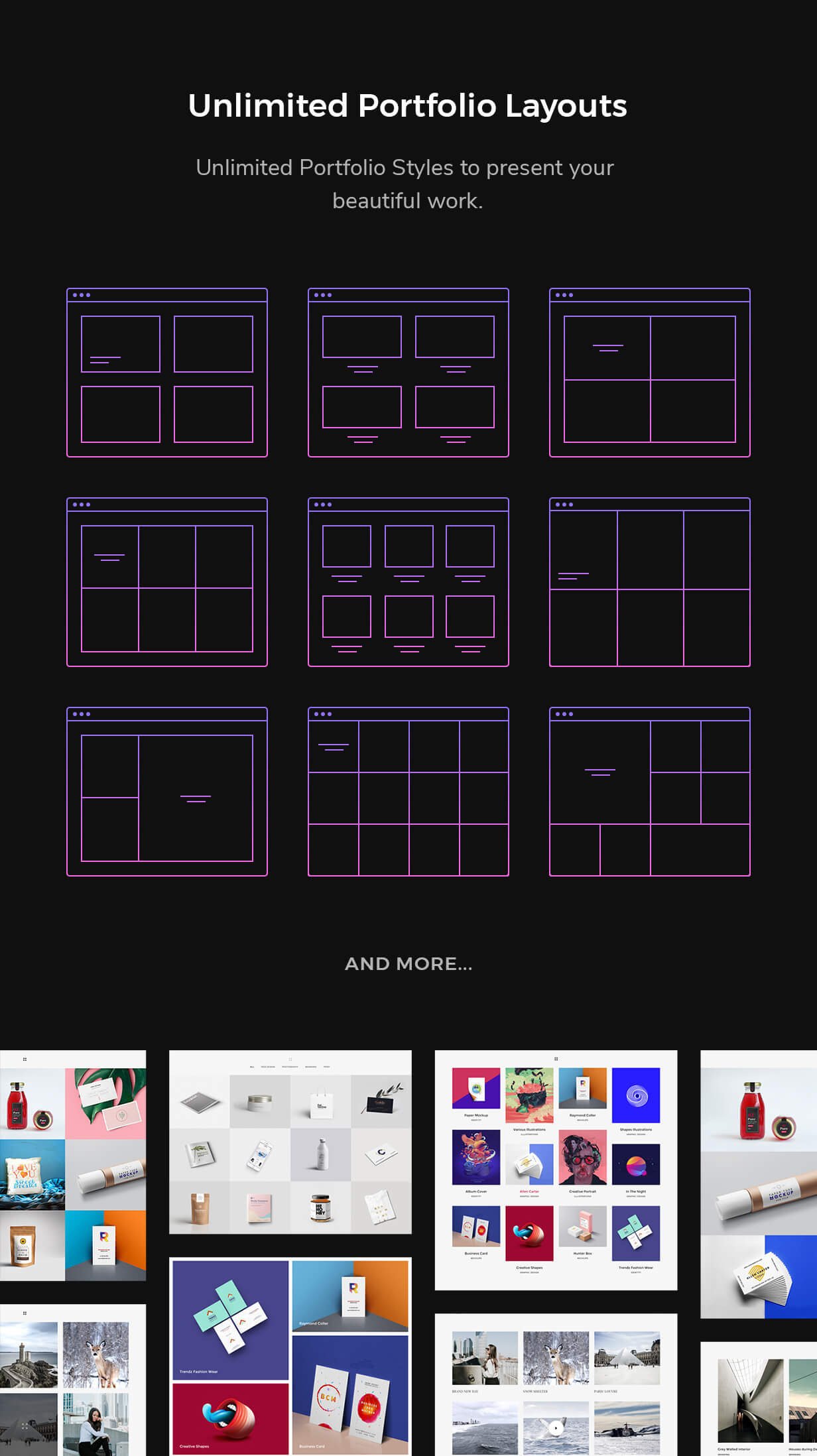 Unbegrenzte Portfolio-Layouts