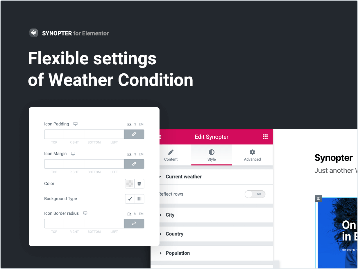 Flexible Einstellungen der Wetterbedingungen