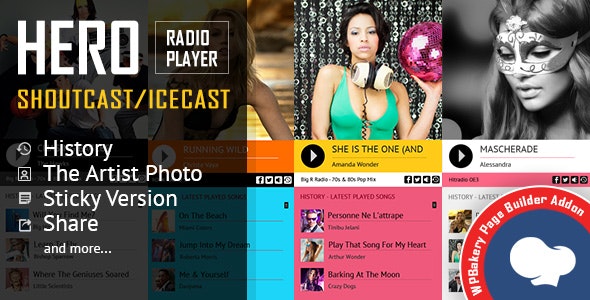 Hero - Shoutcast und Icecast Radio Player für WPBakery Page Builder (ehemals Visual Composer)