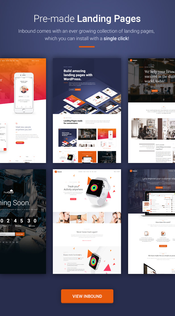 Eingehend - Das Landing Page-Thema